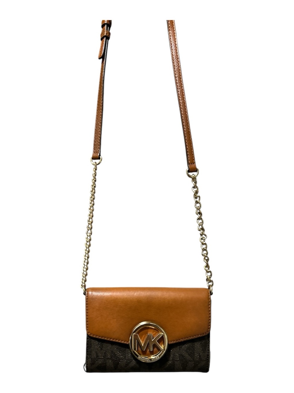 Michael Kors Tan and Brown Logo-Accent Crossbody